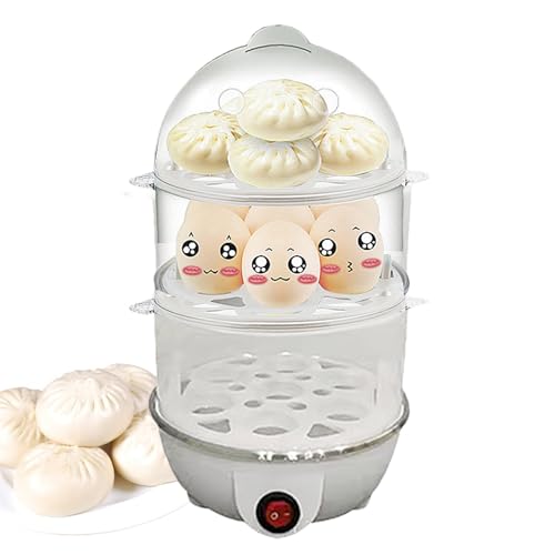 Uhngw Elektrischer Eierkocher - Elektrisches Eierkocher Gerät Mit 3 Einsätzen,Multifunktionaler Dampfgarer Für Eier Und Mehr von Uhngw
