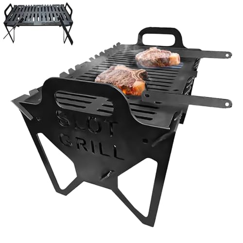 Uhngw Faltbarer Grill Für Holzkohle - Grill mit Trog für Camping und - Bratrost Grillzubehör Kompakthalterung Für Balkon Wohnung Reise Camping Outdoor Terrasse von Uhngw