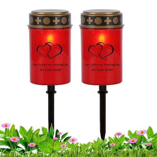 Uhngw Friedhofslampe - Gartenkerzenlampe 2er Set - Wasserdicht LED Pfahl Licht für Garten Friedhof Grab Weg Hinterhof Home Party Dekorationen von Uhngw