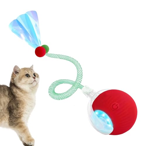 Uhngw Interaktiver Hundeball,Intelligenter Automatischer Katzenspielzeugball mit elastischem Netzschwanz | Haustierzubehör für Bewegung Training von Uhngw