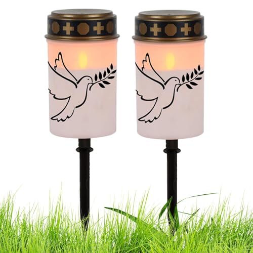 Uhngw LED Grablichter | Gartenkerzenlampe 2er Set | Wasserdichte LED Pfahllicht für Garten Friedhof Grab Weg Hinterhof Home Party Dekorationen Uhngw LED Grablichter | Gartenkerzenlampe 2er Set | Wasserdichte LED Pfahllicht für Garten Friedhof Grab Weg Hinterhof Home Party Dekorationen von Uhngw