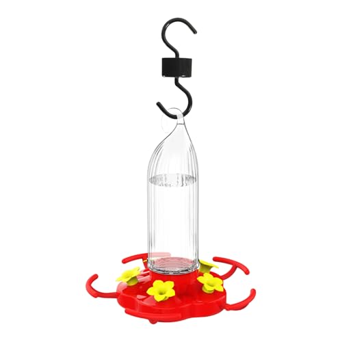 Uhngw Outdoor -Futterspender - Aufhängbarer Gartenvogel Futterspender 470ml - Garten Deko Mit Ameisenschutz Haken 5 Einflugöffnungen Tränke Für Familien Balkon Terrasse Fenster von Uhngw
