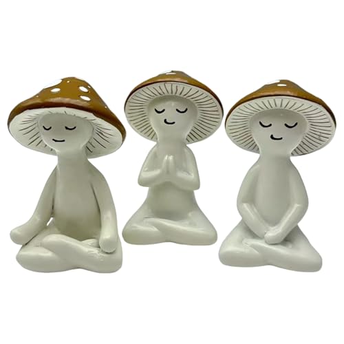 Uhngw Pilzfiguren | 3er-Set Niedliche Tisch Meditation Pilz Resin Figur | Deko Pflanzen Figur Für Tisch BücherVitrine Schlafzimmer Garten Café Spind - Ästhetische Pflanzenstatue für Wohnzimmer Cafés Uhngw Pilzfiguren | 3er-Set Niedliche Tisch Meditation Pilz Resin Figur | Deko Pflanzen Figur Für Tisch BücherVitrine Schlafzimmer Garten Café Spind - Ästhetische Pflanzenstatue für Wohnzimmer Cafés von Uhngw
