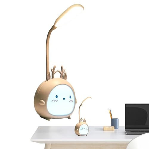 Uhngw Tier-Leselampe, Tier-Nachtlicht - 3 Modi Hirsch Design Augenschutz Leselampe - Augenschutz LED Kinder Nachttisch Nachtlicht Schüler Lernlampe von Uhngw