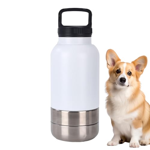Uhngw Tragbare Hundetrinkflasche - Isolierte Hundewasserflasche - Auslaufsicher Trinkbecher mit Abnehmbarem Napf 1520ml für Unterwegs Wandern Camping Wohnung von Uhngw