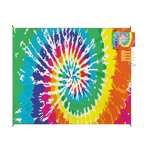 Uhngw Tragbare Picknickdecke, Reisepicknickdecke - 86.61x70.87 Zoll wasserdichte Picknickmatte | Windprofa Bodenteppich leichtes Campingpad mit 4 Ecktaschen und 4 Stiften für Festivalsitze von Uhngw