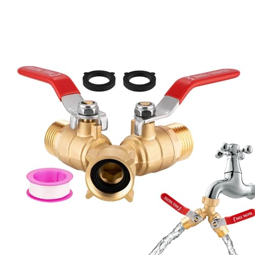 Uhngw Zapfhahn Verteiler 2-Wege | Zweifach Wasserhahn Adapter Für Außenbereich - Y-Verteiler Mit 19 mm GHT Gewinde Für Bewässerung Auto Reinigung Rasen Camping von Uhngw
