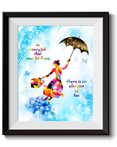 Uhomate Mary Poppins Zitat auf Leinwand, Wandkunst, Wohnzimmer, Schlafzimmer von Uhomate