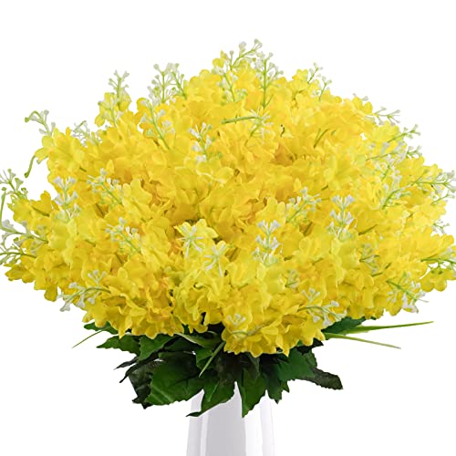 Uieke Künstliche Glyzinien-Blumen, 35 cm, künstliche Hyazinthe, für Zuhause, Garten, Außenbereich, Friedhof, Grab, Zäune, Frühling, Sommer, Dekoration, Blumenarrangements, Gelb, 6 Stück von Uieke