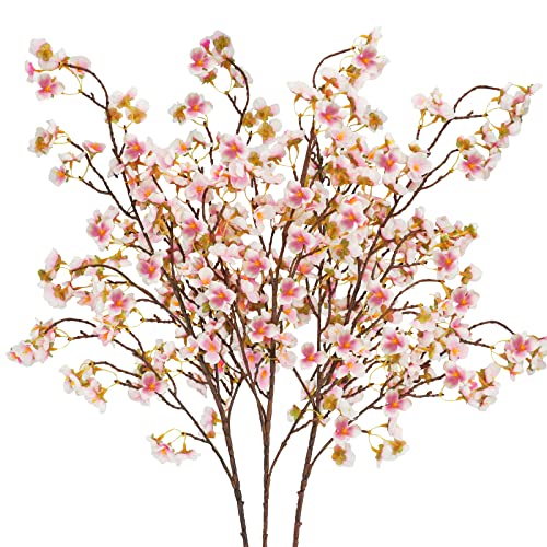 Uieke Seiden-Kirschblütenzweige, 103 cm, künstliche Kirschblütenblumen, lange Stiele, künstliche Blumenvasen, Arrangements für Hochzeit, Zuhause, japanische Dekoration, 3 Stück, Rosa von Uieke