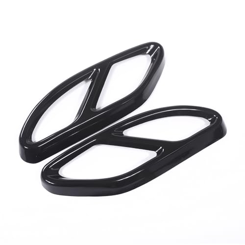 Uieohout Tail Throat Trim Cover Compatible with Mercedes Benz A/B/C/E/GLC/GLS/CLA/CLS Class W205 W213 W246 W247 W177 X253, Exhaust Muffler Endrohr Tip Modelling Cover Trim Frame (Glänzendes Schwarz) von Uieohout