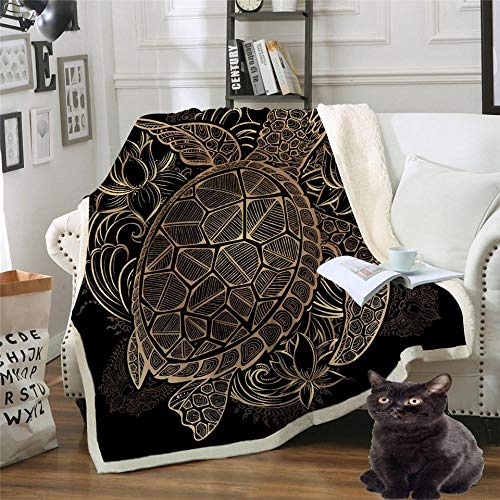 Schildkröte Wohndecken Kuscheldecken Tagesdecke Fleecedecke Sofadecke Schlafdecke Kuschelige Decke für Kinder und Erwachsene Schwarz 150x200cm von Uignite