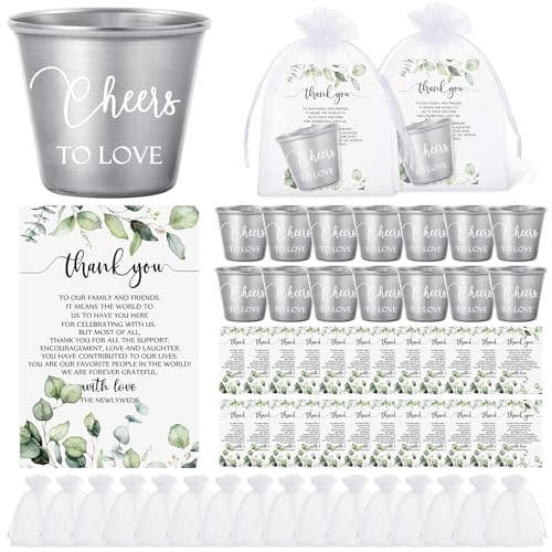 Uiifan Schnapsgläser aus Edelstahl, mit Dankeskarten, Organza-Beutel für Gäste, Hochzeit, Brautparty, Geschenk, Souvenir, 50 Stück von Uiifan