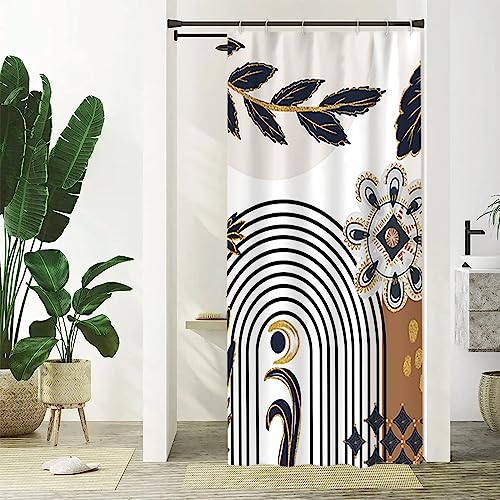 Duschvorhang Blau Gold, Uiiooazy Duschvorhang Schmal 90x180cm Boho Style Abstrakt Blumen Braun Geometrisches Muster Klein Duschvorhänge Anti Schimmel Stoff Waschbar Wasserdicht Bad Vorhang mit 6 Haken Duschvorhang Blau Gold, Uiiooazy Duschvorhang Schmal 90x180cm Boho Style Abstrakt Blumen Braun Geometrisches Muster Klein Duschvorhänge Anti Schimmel Stoff Waschbar Wasserdicht Bad Vorhang mit 6 Haken von Uiiooazy