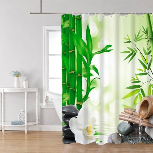 Uiiooazy Duschvorhang 180x180cm, Duschvorhang Anti Schimmel Bambus Grüne Blätter Schwarz Grau Steine Zen Duschvorhänge Stoff Waschbar Wasserdicht Polyester Bad Vorhang mit 12 Haken für Badezimmer Uiiooazy Duschvorhang 180x180cm, Duschvorhang Anti Schimmel Bambus Grüne Blätter Schwarz Grau Steine Zen Duschvorhänge Stoff Waschbar Wasserdicht Polyester Bad Vorhang mit 12 Haken für Badezimmer von Uiiooazy