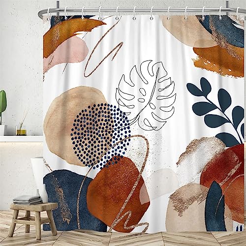 Duschvorhang 180x200cm, Uiiooazy Duschvorhang Abstrakt Terracotta Tropisch Jungle Palmenblätter Duschvorhänge Anti Schimmel Stoff Waschbar Wasserdicht Polyester Bad Vorhang mit 12 Haken für Badezimmer von Uiiooazy