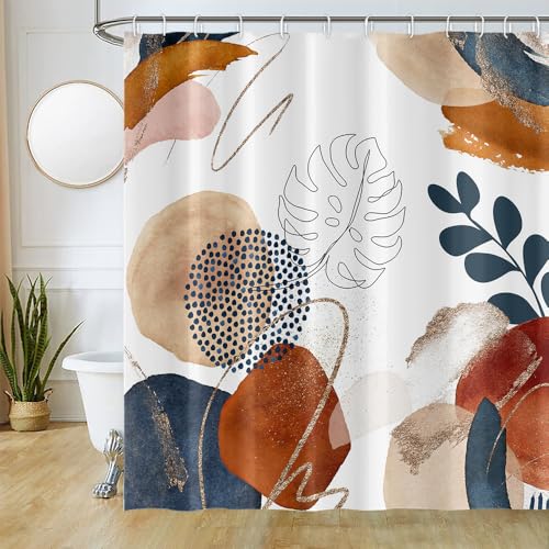 Duschvorhang 180x180cm, Uiiooazy Duschvorhang Abstrakt Terracotta Tropisch Jungle Palmenblätter Duschvorhänge Anti Schimmel Stoff Waschbar Wasserdicht Polyester Bad Vorhang mit 12 Haken für Badezimmer von Uiiooazy