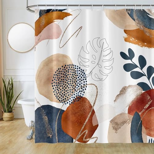 Duschvorhang Boho Abstrakt, Uiiooazy Duschvorhang Mitte des Jahrhunderts Blau Terracotta Duschvorhäng Anti Schimmel Wasserdicht Polyester Stoff Waschbar Blickdicht Bad Vorhang mit 12 Haken 240Bx180Hcm Duschvorhang Boho Abstrakt, Uiiooazy Duschvorhang Mitte des Jahrhunderts Blau Terracotta Duschvorhäng Anti Schimmel Wasserdicht Polyester Stoff Waschbar Blickdicht Bad Vorhang mit 12 Haken 240Bx180Hcm von Uiiooazy