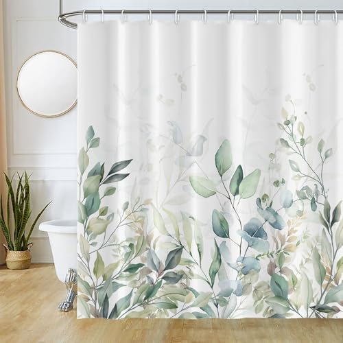 Duschvorhang Eukalyptus, Uiiooazy Duschvorhang Blau Grün Blätter Pflanze Duschvorhänge Anti Schimmel Wasserdicht Polyester Stoff Waschbar Blickdicht Bad Vorhang mit 12 Haken für Badezimmer 180Bx180Hcm Duschvorhang Eukalyptus, Uiiooazy Duschvorhang Blau Grün Blätter Pflanze Duschvorhänge Anti Schimmel Wasserdicht Polyester Stoff Waschbar Blickdicht Bad Vorhang mit 12 Haken für Badezimmer 180Bx180Hcm von Uiiooazy