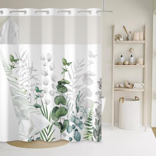 Uiiooazy Duschvorhang Doppel Liner Eukalyptus Grün Grau Blätter Motiv Keine Haken Anti Schimmel Wasserdicht Waschbar Bad Vorhang mit Snap-on-Liner für Badezimmer 180Bx180Hcm Uiiooazy Duschvorhang Doppel Liner Eukalyptus Grün Grau Blätter Motiv Keine Haken Anti Schimmel Wasserdicht Waschbar Bad Vorhang mit Snap-on-Liner für Badezimmer 180Bx180Hcm von Uiiooazy
