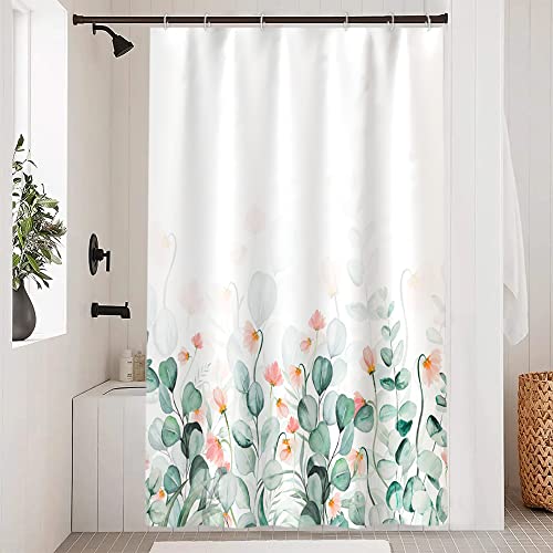 Uiiooazy Duschvorhang 120x200cm, Duschvorhang Anti Schimmel Grüne Blätter Eukalyptus Rosa Blumen Aquarell Duschvorhänge Wasserdicht Polyester Stoff Waschbar Bad Vorhang mit 8 Haken für Badezimmer Uiiooazy Duschvorhang 120x200cm, Duschvorhang Anti Schimmel Grüne Blätter Eukalyptus Rosa Blumen Aquarell Duschvorhänge Wasserdicht Polyester Stoff Waschbar Bad Vorhang mit 8 Haken für Badezimmer von Uiiooazy