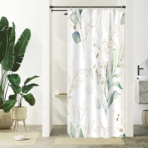 Uiiooazy Duschvorhang Eukalyptus, Duschvorhang Grün Blätter Pflanzen Textil Duschvorhänge Anti-Schimmel Wasserdicht Polyester Stoff Blickdicht Waschbar Bad Vorhang mit Haken für Badzimmer 90x180cm Uiiooazy Duschvorhang Eukalyptus, Duschvorhang Grün Blätter Pflanzen Textil Duschvorhänge Anti-Schimmel Wasserdicht Polyester Stoff Blickdicht Waschbar Bad Vorhang mit Haken für Badzimmer 90x180cm von Uiiooazy