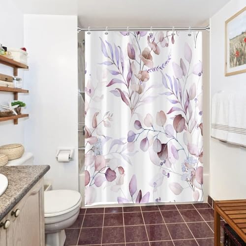 Uiiooazy Duschvorhang 150x200cm, Duschvorhang Anti Schimmel Lila Violett Blätter Rosa Lavendel Blumen Duschvorhänge Wasserdicht Polyester Stoff Waschbar Bad Vorhang mit 10 Haken für Badezimmer Uiiooazy Duschvorhang 150x200cm, Duschvorhang Anti Schimmel Lila Violett Blätter Rosa Lavendel Blumen Duschvorhänge Wasserdicht Polyester Stoff Waschbar Bad Vorhang mit 10 Haken für Badezimmer von Uiiooazy
