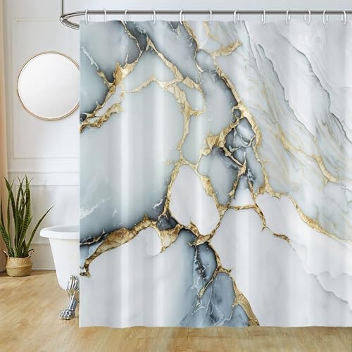 Uiiooazy Duschvorhang Grau, Duschvorhang 240x180cm Anti Schimmel Marmor Optik Blau Gelb Marmoriert Modern Duschvorhänge Stoff Waschbar Wasserdicht Polyester Bad Vorhang mit 12 Haken für Badezimmer Uiiooazy Duschvorhang Grau, Duschvorhang 240x180cm Anti Schimmel Marmor Optik Blau Gelb Marmoriert Modern Duschvorhänge Stoff Waschbar Wasserdicht Polyester Bad Vorhang mit 12 Haken für Badezimmer von Uiiooazy