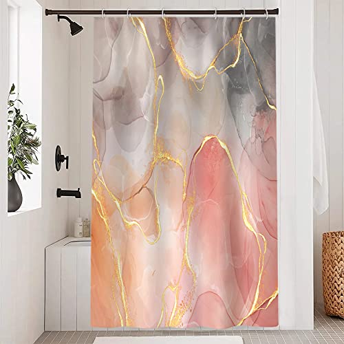 Duschvorhang Marmor Rosa, Uiiooazy Duschvorhang Grau Gold Marmoriert Optik Duschvorhäng Anti Schimmel Wasserdicht Polyester Stoff Waschbar Blickdicht Bad Vorhang mit 8 Haken für Badezimmer 120Bx180Hcm Duschvorhang Marmor Rosa, Uiiooazy Duschvorhang Grau Gold Marmoriert Optik Duschvorhäng Anti Schimmel Wasserdicht Polyester Stoff Waschbar Blickdicht Bad Vorhang mit 8 Haken für Badezimmer 120Bx180Hcm von Uiiooazy
