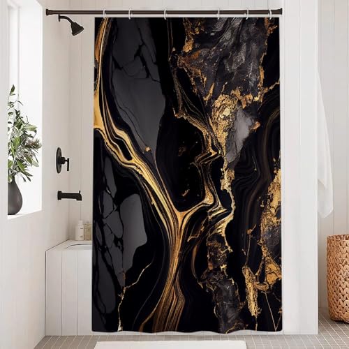 Duschvorhang Marmor Schwarz, Uiiooazy Duschvorhang Gold Marmoriert Duschvorhäng Anti Schimmel Wasserabweisend Polyester Stoff Waschbar Blickdicht Schmal Bad Vorhang mit Haken für Badewanne 120Bx200Hcm Duschvorhang Marmor Schwarz, Uiiooazy Duschvorhang Gold Marmoriert Duschvorhäng Anti Schimmel Wasserabweisend Polyester Stoff Waschbar Blickdicht Schmal Bad Vorhang mit Haken für Badewanne 120Bx200Hcm von Uiiooazy