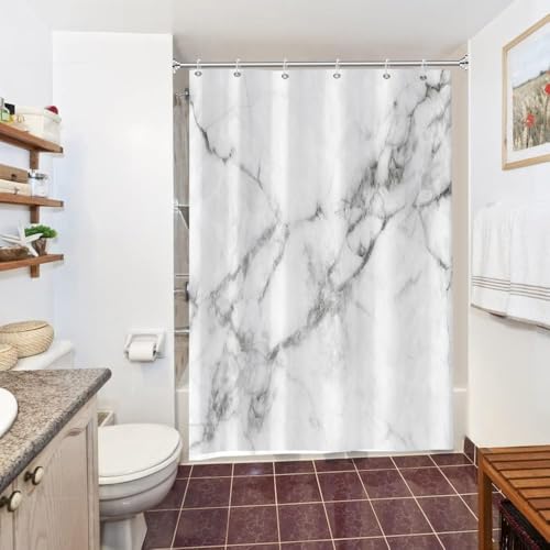 Uiiooazy Duschvorhang Grau, Duschvorhang 150x180cm Anti Schimmel Marmor Optik Weiß Marmoriert Modern Duschvorhänge Stoff Waschbar Wasserdicht Polyester Bad Vorhang mit 10 Haken für Badezimmer Uiiooazy Duschvorhang Grau, Duschvorhang 150x180cm Anti Schimmel Marmor Optik Weiß Marmoriert Modern Duschvorhänge Stoff Waschbar Wasserdicht Polyester Bad Vorhang mit 10 Haken für Badezimmer von Uiiooazy