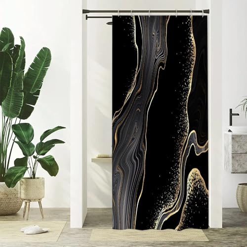 Uiiooazy Duschvorhang Schwarz Gold, Duschvorhang Schmal Marmor Optik Grau Abstrakt Duschvorhäng Anti Schimmel Wasserdicht Polyester Stoff Waschbar Bad Vorhang mit 6 Haken für Badezimmer 90Bx180Hcm Uiiooazy Duschvorhang Schwarz Gold, Duschvorhang Schmal Marmor Optik Grau Abstrakt Duschvorhäng Anti Schimmel Wasserdicht Polyester Stoff Waschbar Bad Vorhang mit 6 Haken für Badezimmer 90Bx180Hcm von Uiiooazy