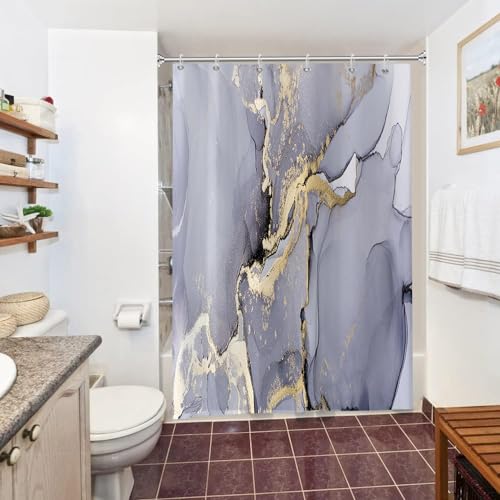 Duschvorhang Violett, Uiiooazy Duschvorhang Marmor Optik Gold Marmoriert Duschvorhäng Anti Schimmel Wasserdicht Polyester Stoff Waschbar Blickdicht Schmal Bad Vorhang mit Haken für Badewanne 150x200cm Duschvorhang Violett, Uiiooazy Duschvorhang Marmor Optik Gold Marmoriert Duschvorhäng Anti Schimmel Wasserdicht Polyester Stoff Waschbar Blickdicht Schmal Bad Vorhang mit Haken für Badewanne 150x200cm von Uiiooazy