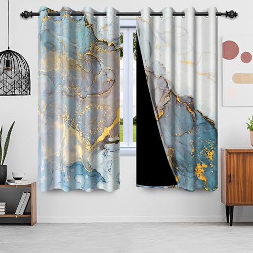 Gardinen Marmoroptik, Uiiooazy Vorhang Abstrakte Blau Gold Marmoriert Blickdicht Vorhänge Polyester Gardinen mit Ösen Verdunklungsvorhänge für Wohnzimmer Schlazimmer Fenster Balkon, 2er Set, 140x175cm Gardinen Marmoroptik, Uiiooazy Vorhang Abstrakte Blau Gold Marmoriert Blickdicht Vorhänge Polyester Gardinen mit Ösen Verdunklungsvorhänge für Wohnzimmer Schlazimmer Fenster Balkon, 2er Set, 140x175cm von Uiiooazy