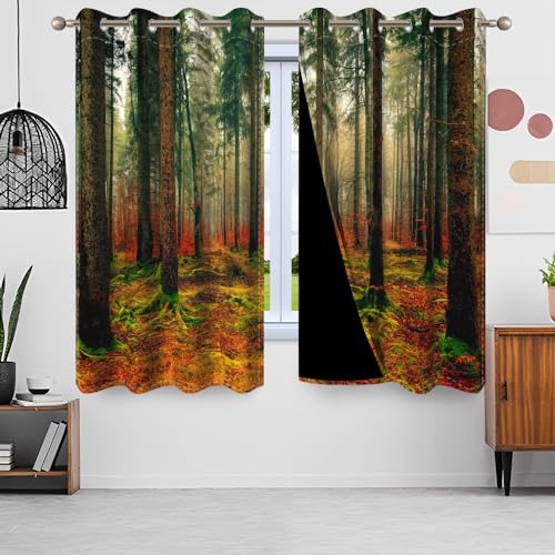 Gardinen Wald, Uiiooazy Vorhänge Dshungel Tropische Pflanzen Motiv Thermovorhang Blickdicht Polyester Vorhang Verdunkelungsvorhäng mit Ösen für Schlafzimmer Wohnzimmer Kinderzimmer, 2 Stück, 140x225cm von Uiiooazy