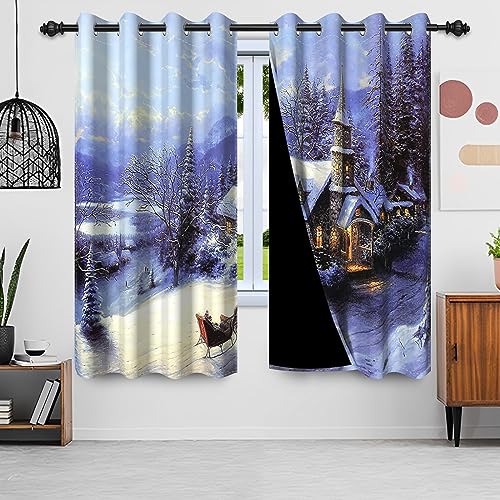 Gardinen Weihnachten, Uiiooazy Vorhänge Blau Waldmotiv Winterlandschaft Thermovorhang Blickdicht Polyester Verdunkelungsvorhänge mit Ösen für Schlafzimmer Wohnzimmer Kinderzimmer, 2er Set, 135Bx215Hcm Gardinen Weihnachten, Uiiooazy Vorhänge Blau Waldmotiv Winterlandschaft Thermovorhang Blickdicht Polyester Verdunkelungsvorhänge mit Ösen für Schlafzimmer Wohnzimmer Kinderzimmer, 2er Set, 135Bx215Hcm von Uiiooazy
