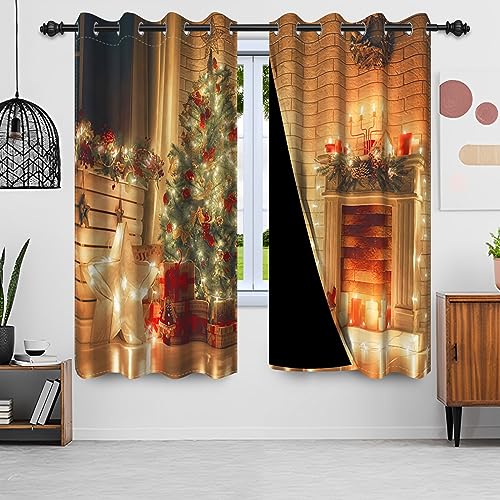 Gardinen Weihnachten, Uiiooazy Vorhänge Grün Weihnachtsbaum Kamin Muster Thermovorhang Blickdicht Polyester Verdunkelungsvorhäng mit Ösen für Schlafzimmer Wohnzimmer Kinderzimmer, 2er Set, 140Bx260Hcm Gardinen Weihnachten, Uiiooazy Vorhänge Grün Weihnachtsbaum Kamin Muster Thermovorhang Blickdicht Polyester Verdunkelungsvorhäng mit Ösen für Schlafzimmer Wohnzimmer Kinderzimmer, 2er Set, 140Bx260Hcm von Uiiooazy