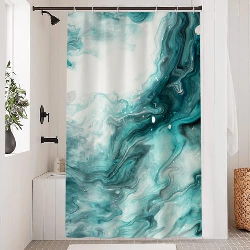 Uiiooazy Duschvorhang 120x200cm, Duschvorhang Anti Schimmel Grün Marmor Optik Grau Türkis Marmoriert Duschvorhänge Stoff Waschbar Wasserdicht Polyester Bad Vorhang mit 8 Haken für Badezimmer Uiiooazy Duschvorhang 120x200cm, Duschvorhang Anti Schimmel Grün Marmor Optik Grau Türkis Marmoriert Duschvorhänge Stoff Waschbar Wasserdicht Polyester Bad Vorhang mit 8 Haken für Badezimmer von Uiiooazy