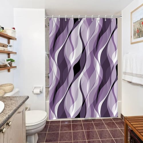 Uiiooazy Duschvorhang Lila Violett, Duschvorhang 150x180cm Anti Schimmel Gradient Grau Gestreift Gemustert Duschvorhänge Stoff Waschbar Wasserdicht Polyester Bad Vorhang mit 10 Haken für Badezimmer Uiiooazy Duschvorhang Lila Violett, Duschvorhang 150x180cm Anti Schimmel Gradient Grau Gestreift Gemustert Duschvorhänge Stoff Waschbar Wasserdicht Polyester Bad Vorhang mit 10 Haken für Badezimmer von Uiiooazy