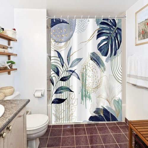 Uiiooazy Duschvorhang 150x200cm, Duschvorhang Anti Schimmel Blau Boho Style Tropisch Palmenblätter Jungle Duschvorhänge Stoff Waschbar Wasserdicht Polyester Bad Vorhang mit 10 Haken für Badezimmer Uiiooazy Duschvorhang 150x200cm, Duschvorhang Anti Schimmel Blau Boho Style Tropisch Palmenblätter Jungle Duschvorhänge Stoff Waschbar Wasserdicht Polyester Bad Vorhang mit 10 Haken für Badezimmer von Uiiooazy