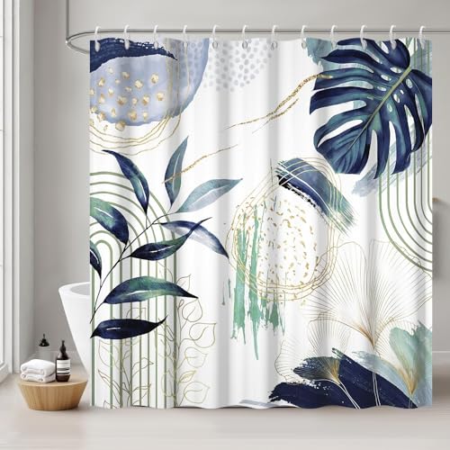 Uiiooazy Duschvorhang 200x180cm, Duschvorhang Anti Schimmel Blau Boho Style Tropisch Palmenblätter Jungle Duschvorhänge Stoff Waschbar Wasserdicht Polyester Bad Vorhang mit 12 Haken für Badezimmer Uiiooazy Duschvorhang 200x180cm, Duschvorhang Anti Schimmel Blau Boho Style Tropisch Palmenblätter Jungle Duschvorhänge Stoff Waschbar Wasserdicht Polyester Bad Vorhang mit 12 Haken für Badezimmer von Uiiooazy