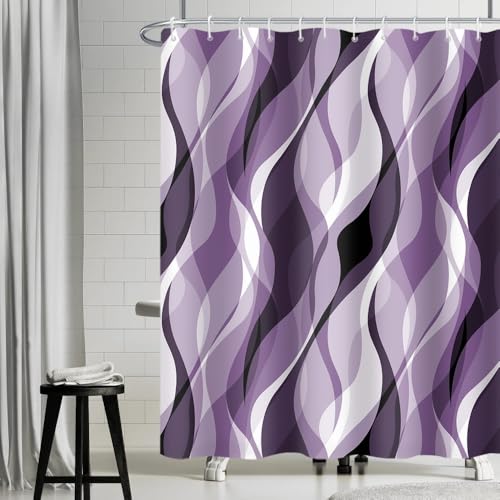 Uiiooazy Duschvorhang Lila Violett, Duschvorhang 240x180cm Anti Schimmel Gradient Grau Gestreift Gemustert Duschvorhänge Stoff Waschbar Wasserdicht Polyester Bad Vorhang mit 12 Haken für Badezimmer Uiiooazy Duschvorhang Lila Violett, Duschvorhang 240x180cm Anti Schimmel Gradient Grau Gestreift Gemustert Duschvorhänge Stoff Waschbar Wasserdicht Polyester Bad Vorhang mit 12 Haken für Badezimmer von Uiiooazy