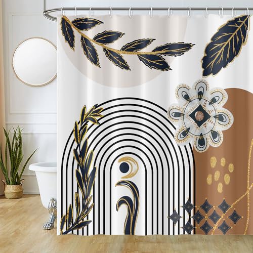 Uiiooazy Duschvorhang Blau Gold, Duschvorhang 180x180cm Boho Style Abstrakt Blumen Braun Geometrisch Muster Duschvorhänge Anti Schimmel Stoff Waschbar Wasserdicht Polyester Bad Vorhang mit 12 Haken Uiiooazy Duschvorhang Blau Gold, Duschvorhang 180x180cm Boho Style Abstrakt Blumen Braun Geometrisch Muster Duschvorhänge Anti Schimmel Stoff Waschbar Wasserdicht Polyester Bad Vorhang mit 12 Haken von Uiiooazy