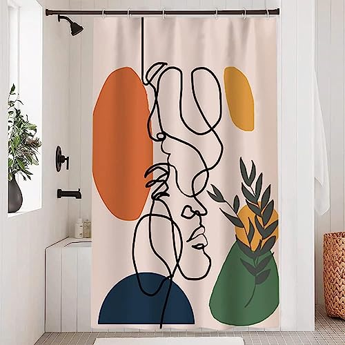 Uiiooazy Duschvorhang 120x180cm, Duschvorhang Terracotta Boho Style Orange Abstrakt Muster Duschvorhänge Anti Schimmel Wasserdicht Polyester Stoff Waschbar Bad Vorhang mit 8 Haken für Badezimmer von Uiiooazy
