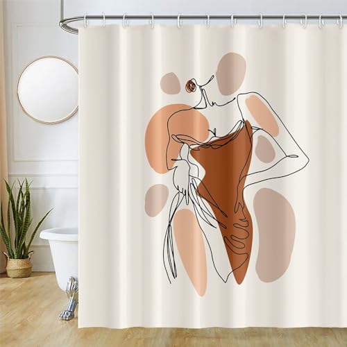 Uiiooazy Duschvorhang 180x180cm, Duschvorhang Anti Schimmel Boho Style Terracotta Abstrakt Schwarz Linien Duschvorhänge Stoff Waschbar Wasserdicht Polyester Bad Vorhang mit 12 Haken für Badezimmer Uiiooazy Duschvorhang 180x180cm, Duschvorhang Anti Schimmel Boho Style Terracotta Abstrakt Schwarz Linien Duschvorhänge Stoff Waschbar Wasserdicht Polyester Bad Vorhang mit 12 Haken für Badezimmer von Uiiooazy