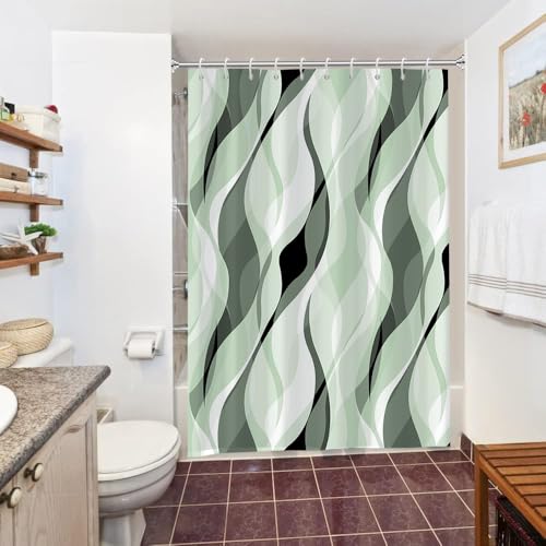 Duschvorhang Grün, Uiiooazy Duschvorhang 150x200cm Anti Schimmel Salbeigrün Gradient Streifen Linien Gemustert Duschvorhäng Stoff Waschbar Wasserdicht Polyester Bad Vorhang mit 10 Haken für Badezimmer Duschvorhang Grün, Uiiooazy Duschvorhang 150x200cm Anti Schimmel Salbeigrün Gradient Streifen Linien Gemustert Duschvorhäng Stoff Waschbar Wasserdicht Polyester Bad Vorhang mit 10 Haken für Badezimmer von Uiiooazy