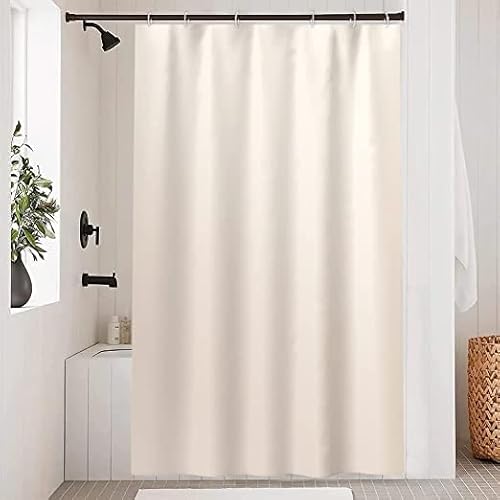 Uiiooazy Duschvorhang Beige, Duschvorhang Weiß Einfarbig Duschvorhänge Wasserdicht Polyester Stoff Waschbar Blickdicht Bad Vorhang mit Duschvorhängringen für Badezimmer Badewanne 120x180cm von Uiiooazy