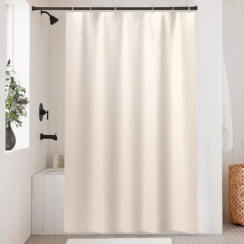 Uiiooazy Duschvorhang Beige, Duschvorhang Weiß Einfarbig Duschvorhänge Wasserdicht Polyester Stoff Waschbar Blickdicht Bad Vorhang mit Duschvorhängringen für Badezimmer Badewanne 120x200cm von Uiiooazy