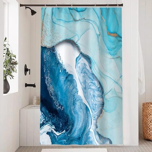 Uiiooazy Duschvorhang Blau, Duschvorhang 120x200cm Anti Schimmel Marmor Optik Himmelblau Marmoriert Modern Duschvorhänge Stoff Waschbar Wasserdicht Polyester Bad Vorhang mit 8 Haken für Badezimmer Uiiooazy Duschvorhang Blau, Duschvorhang 120x200cm Anti Schimmel Marmor Optik Himmelblau Marmoriert Modern Duschvorhänge Stoff Waschbar Wasserdicht Polyester Bad Vorhang mit 8 Haken für Badezimmer von Uiiooazy