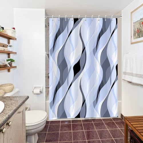 Uiiooazy Duschvorhang Blau, Duschvorhang 150x200cm Anti Schimmel Himmelblau Gradient Grau Streifen Gemustert Duschvorhänge Stoff Waschbar Wasserdicht Polyester Bad Vorhang mit 10 Haken für Badezimmer Uiiooazy Duschvorhang Blau, Duschvorhang 150x200cm Anti Schimmel Himmelblau Gradient Grau Streifen Gemustert Duschvorhänge Stoff Waschbar Wasserdicht Polyester Bad Vorhang mit 10 Haken für Badezimmer von Uiiooazy